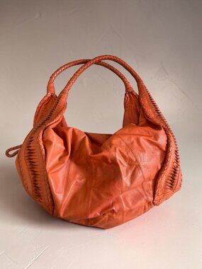 CLEVER CARRIAGE COMPANY Orange Oversized Leather Hobo Bag